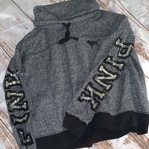 Victorias Secret Pink Gray Sequin Hoodie